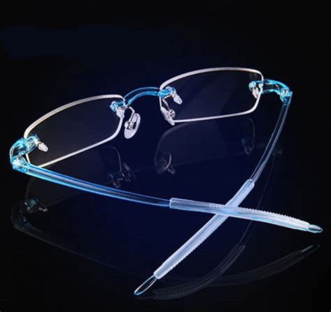 TR90 Frameless Women Men Eyeglasses Ultralight Blue Optical Glasses Frames Flexible Elastic ...