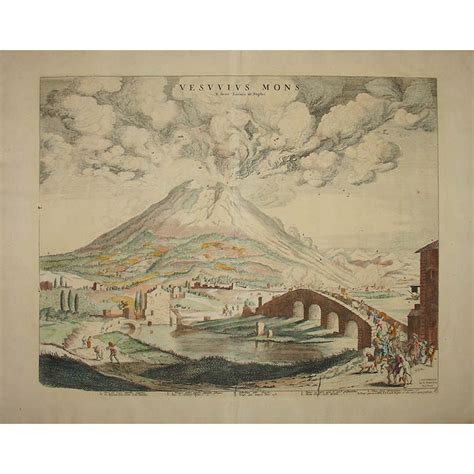 View, Italy, Naples, Mt. Vesuvius and Lake Avernus, Blaeu and Mortier ...