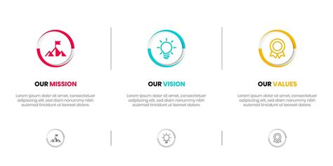 Mission Vision Values infographic Banner template. Company goal ...