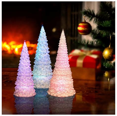 3 Pack Christmas Trees, LED Glitter Christmas Tree with Lights, Color Changing, Lighted Tree ...