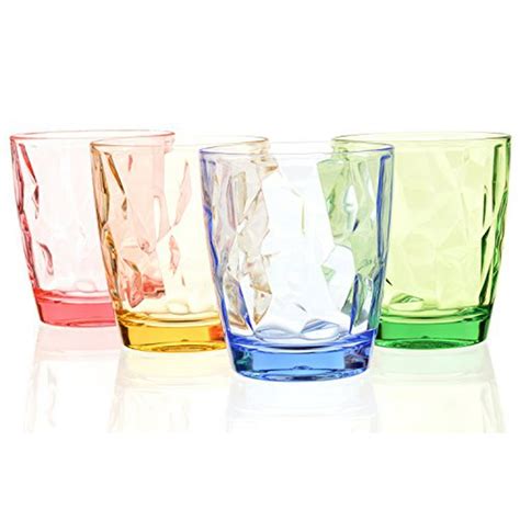 Drinking Glasses Set Acrylic Glassware for Kids 11oz Colored Plastic Tumblers Cups Picnic Water ...