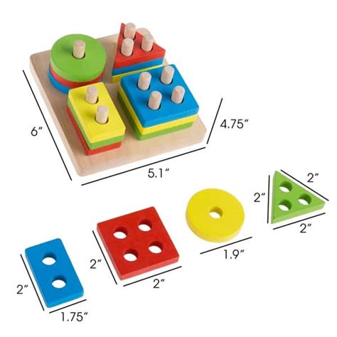 Wooden Shape Sorter-Classic Toddler Sorting and Counting Puzzle-16 ...