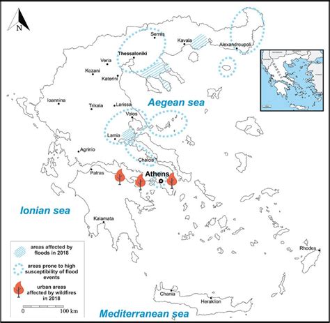 Map of the study area affected by natural hazards (Map created based on ...