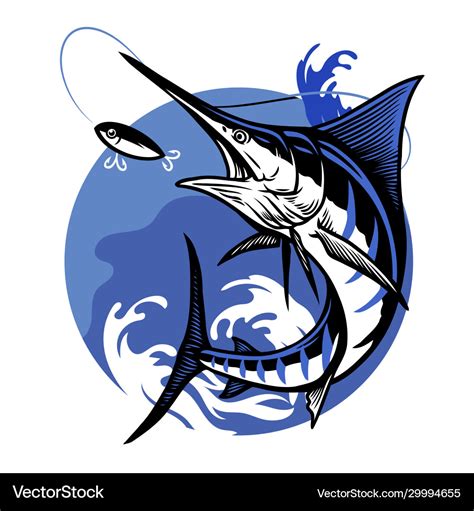 Blue marlin fishing design Royalty Free Vector Image