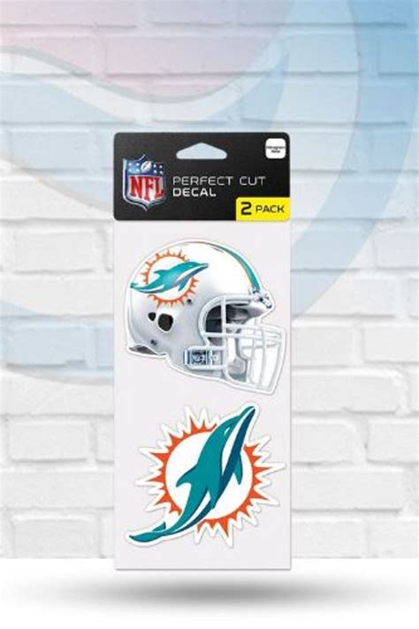 Miami Dolphins Helmet and Logo Set of Two Perfect Cut Decals 4" x 4 ...