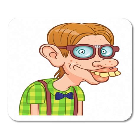 SIDONKU Ugly Funny Cartoon Nerd Geek Guy Weird Bizarre Boy Mousepad ...