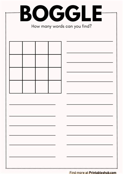 Printable Blank Boggle Board - Printables Hub