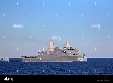 The US Navy USS San Antonio amphibious transport dock ship during ...