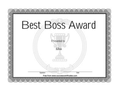 Best Boss Achievement Award Certificate | Certificate Templates | Teachers