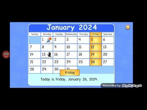 Starfall calendar for January 26th 2024 - YouTube