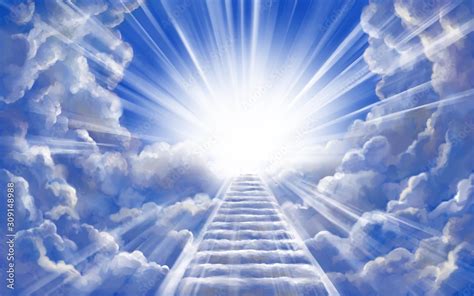 stairway to heaven in glory, gates of Paradise, meeting God, symbol of ...