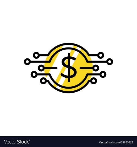 Digital e money coin logo icon Royalty Free Vector Image