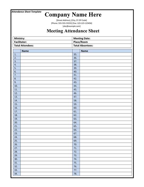 Free Printable Student Attendance Sheet - Printable Templates