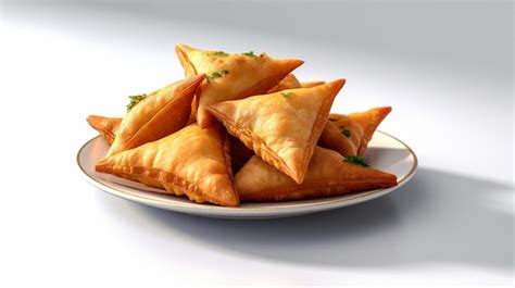 Premium Photo | A plate of samosas with a white plate with a white ...