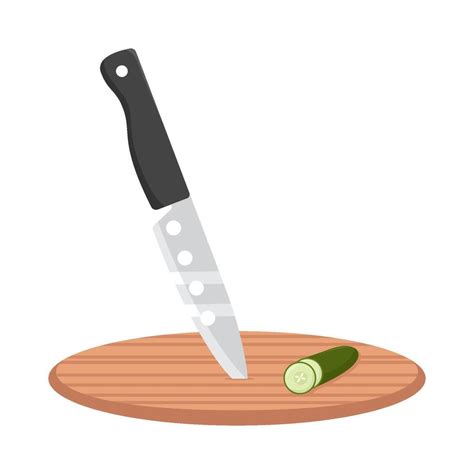 knife with cucumber in cutting board illustration 38005470 Vector Art ...