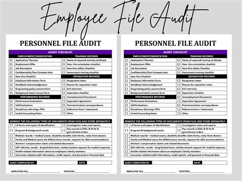 the employee file guide is shown in purple and black