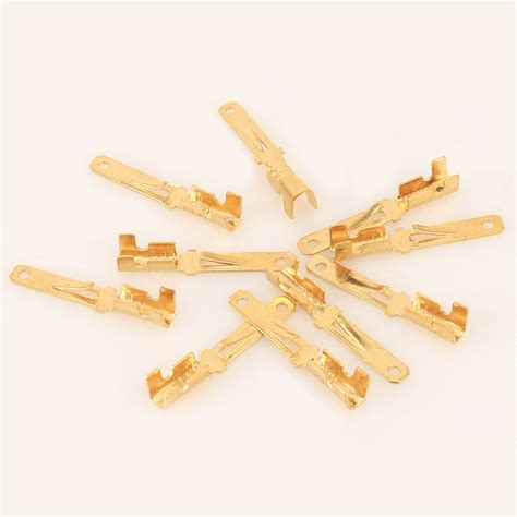 100 PCS 2.8mm Terminal Male Speaker Cable Spade Plug Connector Gold Plated Copper Speaker Cable ...