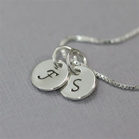 Double Initial Necklace Double Initial Charm on Sterling - Etsy