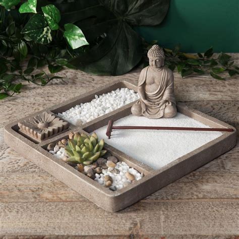 Zen Garden Kit With Buddha - Meditation Feng Shui Stress Reducing Relaxing Gift Jardin Zen ...