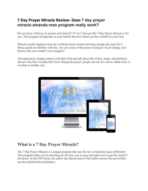 7 Day Prayer Miracle Review by amanda-ross - Issuu