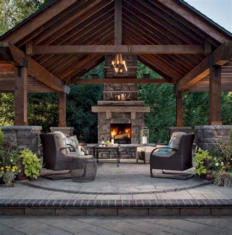 31 Cozy Gazebo Design Ideas - Homiku.com | Rustic outdoor fireplaces ...