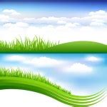 Green Grass And Blue Sky — Stock Vector © adamson #3181364