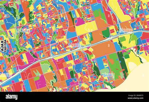 Colorful vector map of Ajax, Ontario, Canada. Art Map template for selfprinting wall art in ...