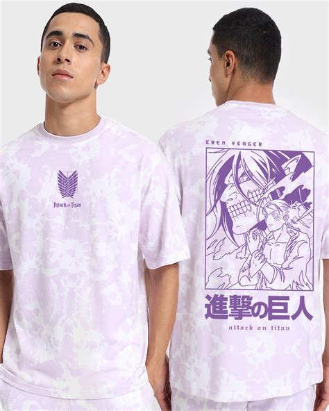 Buy Men's Purple AOT- Founding Titan Graphic Printed Oversized T-shirt Online at Bewakoof