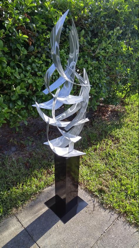 Contemporary Abstract Metal Indoor Outdoor Sculpture Large Silver "Tempest" by Dustin Miller in ...