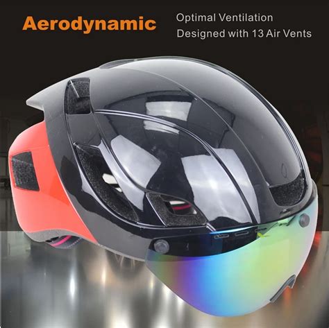 Black Aero Road Bike Helmet With Detachable Goggles Shield Visor Un Size 55-61cm - Buy Bike ...