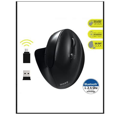 PORT BLUETOOTH®+ WIRELESS& RECHARGEABLE ERGONOMIC MOUSE – Black (900706 ...