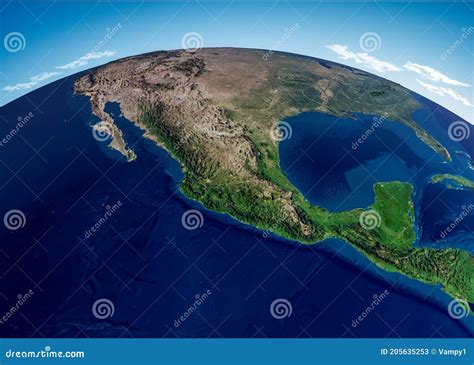 Mapa De La Vista Satelital De América Central. Mapa Físico De México Y ...