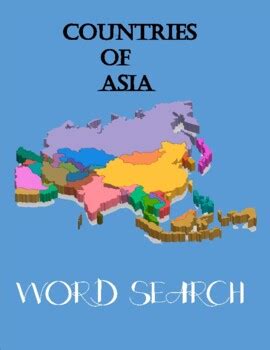 Countries of ASIA Word Search Puzzle Game Asian Geogrphy Worksheet