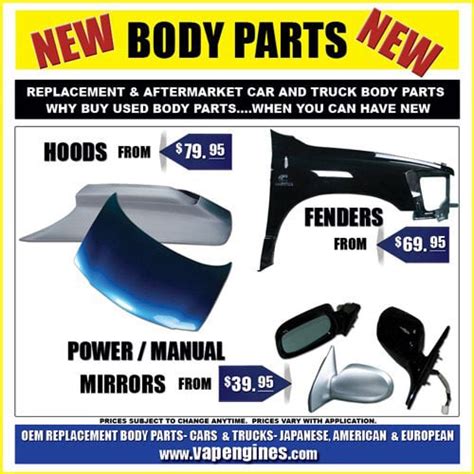 Body Parts Aftermarket Replacements- Valley Auto Parts and Engines