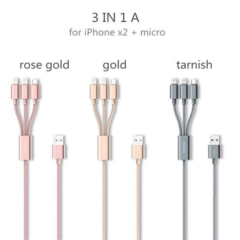 New Micro USB 3 IN 1 Deluxe USB Cable for iPhone 6 7 Android with Mobi