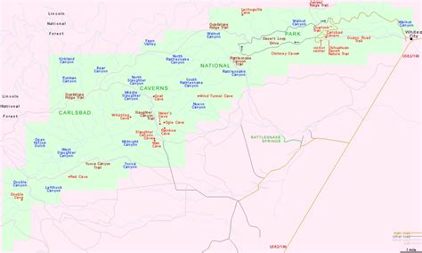 Map of Carlsbad Caverns National Park, New Mexico
