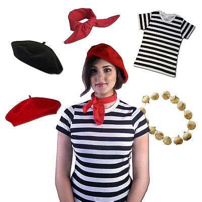 Classic French Women's Costume: Fancy Dress Accessories Scarf Beret Onions Party | eBay