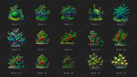 Cordy Daler - Pixel Plants - x32 Pixel Art Bushes Sprites Package