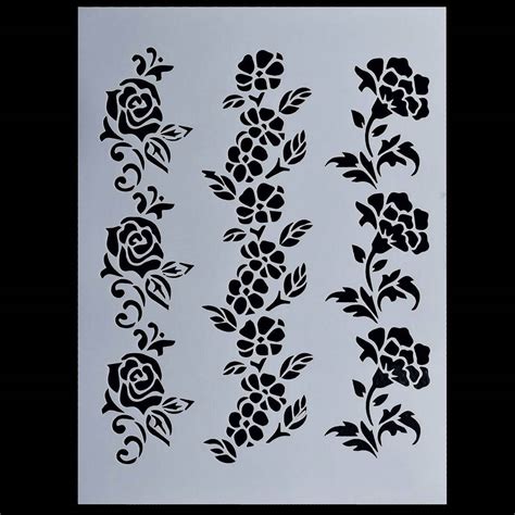 JustKraft Craft Stencil Plastic Size: 2x8 Inch - Rose Flower