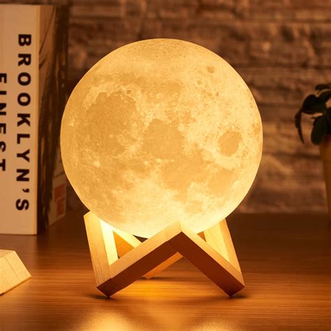 Rambery moon lamp 3D print night light Rechargeable Touch 2 Color Change night lamp 16 Colors ...