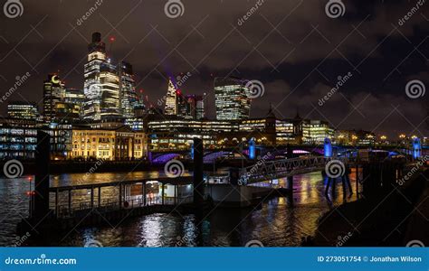 London, UK: Skyscrapers of the City of London at Night Editorial Stock Image - Image of ...