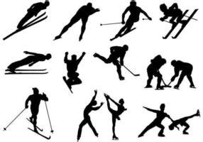 Skiing and Skating Silhouette Vector Pack