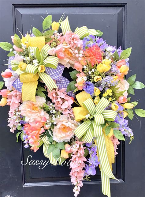 Spring Wreath, Mother’s Day Wreath, Sassy Doors Wreath,Spring Front Door Wreath, Summer Wreaths ...