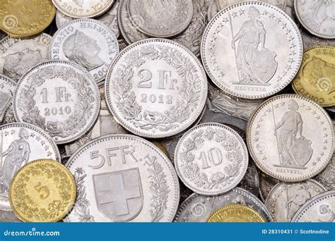 Pile Of Modern Swiss Franc Coins Stock Image - Image: 28310431