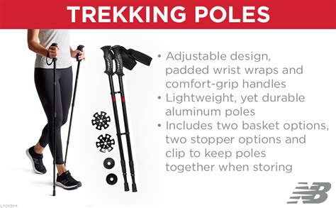 New Balance Trekking Poles Walking Sticks - 2pc Collapsible Lightweight Aluminum Hiking ...