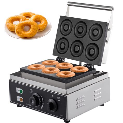 VEVOR 110V Commercial Waffle Donut Machine 6 Holes Double-Sided Heating 50-300℃, Electric ...