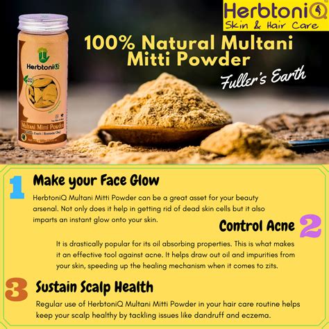 HerbtoniQ 100% Natural Multani Mitti Powder (Fuller’s Earth/Calcium Bentonite Clay) For Face ...