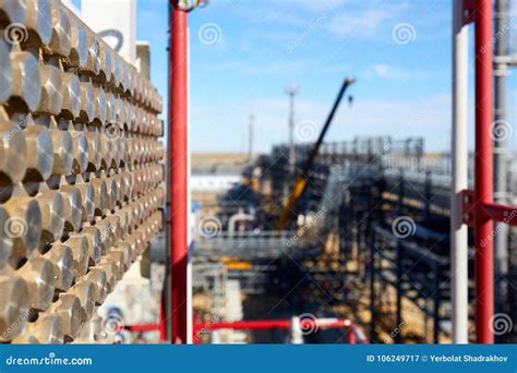 Fragments of Gas Processing Equipment. Stock Image - Image of refinery ...