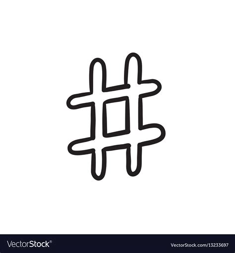 Hashtag symbol sketch icon Royalty Free Vector Image