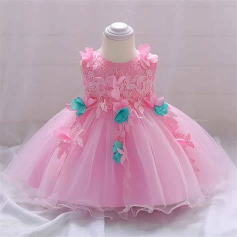 Baby Girls Dresses Newborn Lace Embroidery Dress 1st Birthday Infant ...